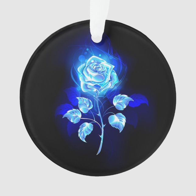 Burning Blue Rose Ornament (Front)