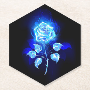 Burning Blue Rose Paper Coaster