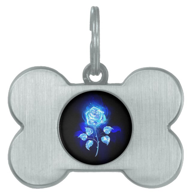 Burning Blue Rose Pet ID Tag (Front)