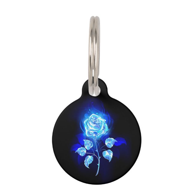 Burning Blue Rose Pet Tag (Front)