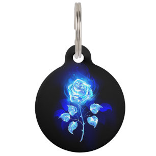 Burning Blue Rose Pet Tag
