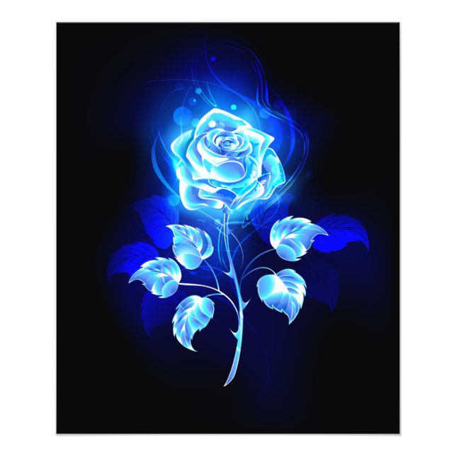 Burning Blue Rose Photo Print (Front)