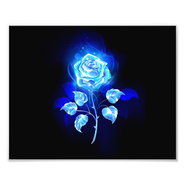 Burning Blue Rose Photo Print (Front)