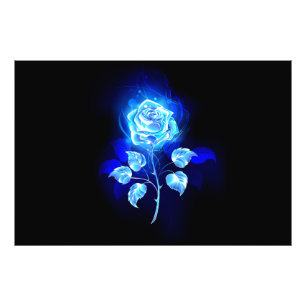 Burning Blue Rose Photo Print