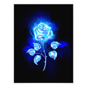 Burning Blue Rose Photo Print