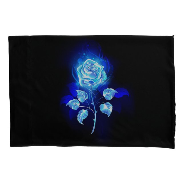 Burning Blue Rose Pillowcase (Front-Left)