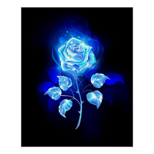 Burning Blue Rose Poster