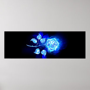 Burning Blue Rose Poster