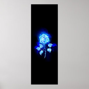 Burning Blue Rose Poster