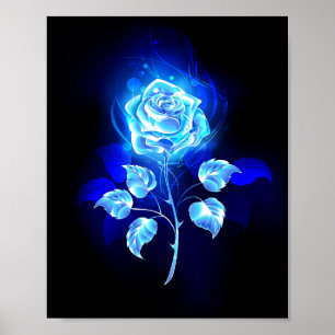 Burning Blue Rose Poster