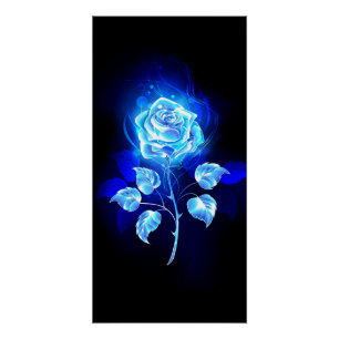 Burning Blue Rose Poster