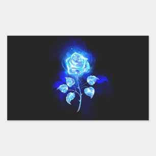 Burning Blue Rose Rectangular Sticker