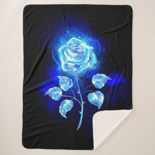 Burning Blue Rose Sherpa Blanket
