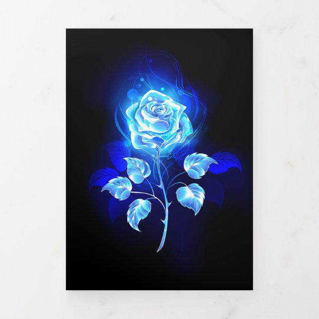 Burning Blue Rose Tri-Fold Invitation (Cover)