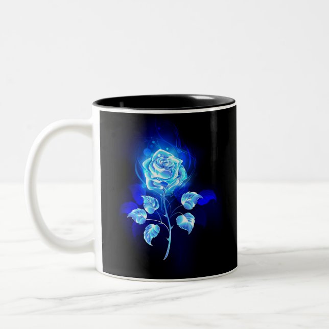 Burning Blue Rose Two-Tone Coffee Mug (Left)
