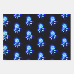 Burning Blue Rose Wrapping Paper Sheet