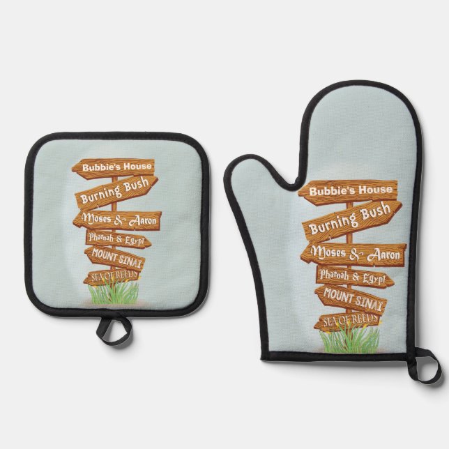 Burning Bush Oven Mitt & Pot Holder Set (Front)