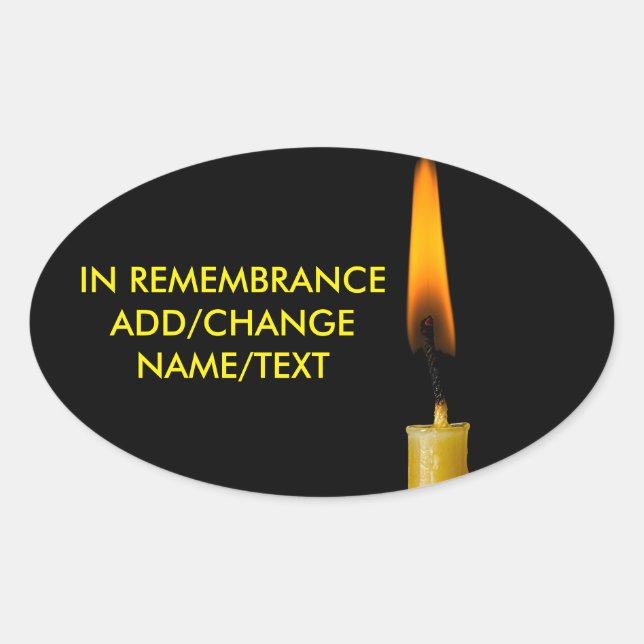 Burning Candle And Your Text Oval Sticker (Front)