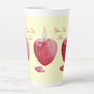 burning candle romantic red love heart latte mug