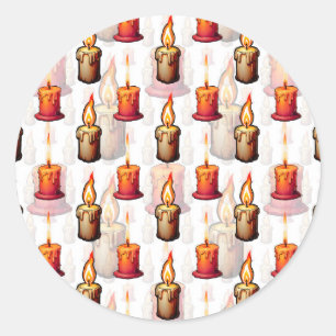 Burning Candles Pattern Design  Classic Round Sticker