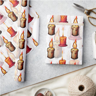 Burning Candles Pattern Design Wrapping Paper