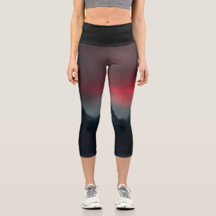 Burning clouds, fog and mountains capri leggings