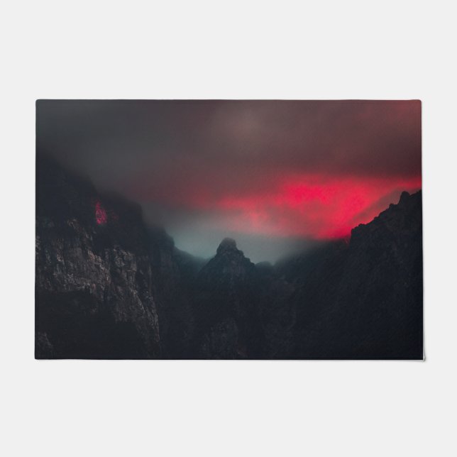 Burning clouds, fog and mountains doormat (Front)