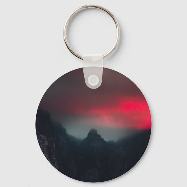 Burning clouds, fog and mountains key ring (Front)