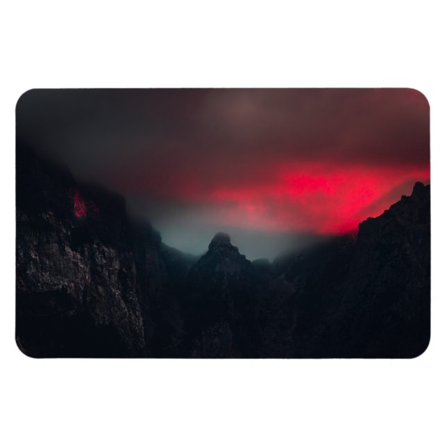 Burning clouds, fog and mountains magnet (Horizontal)