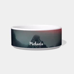 Burning clouds, fog and mountains monogram bowl