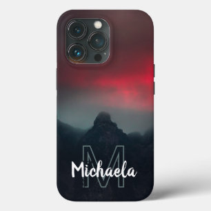 Burning clouds, fog and mountains monogram iPhone 13 pro case