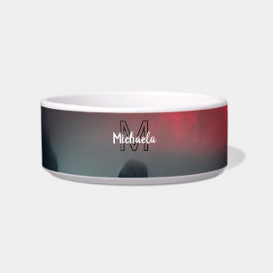 Burning clouds, fog and mountains monogram in sky bowl