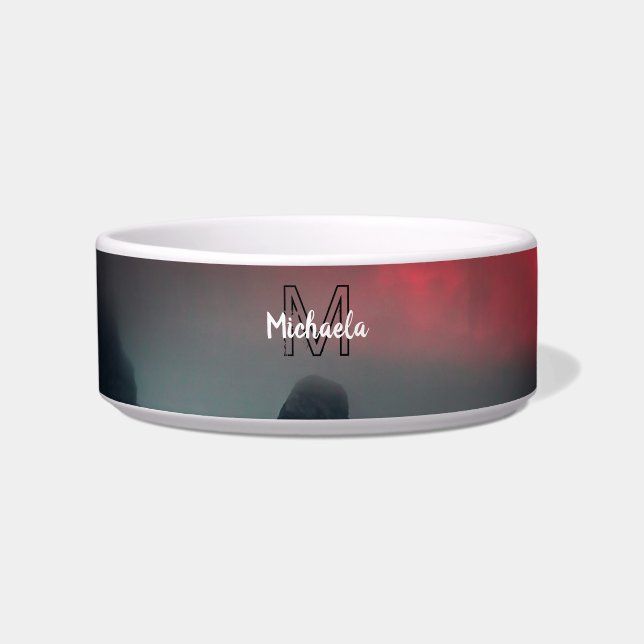 Burning clouds, fog and mountains monogram in sky bowl (Front)
