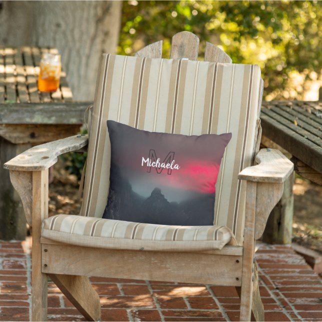 Burning clouds, fog and mountains monogram in sky cushion (Chair)