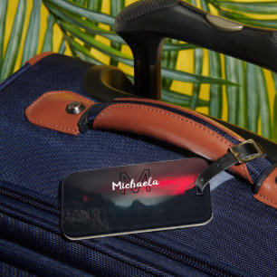 Burning clouds, fog and mountains monogram in sky luggage tag