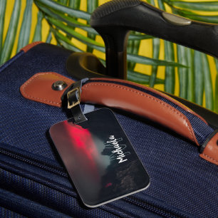 Burning clouds, fog and mountains monogram luggage tag