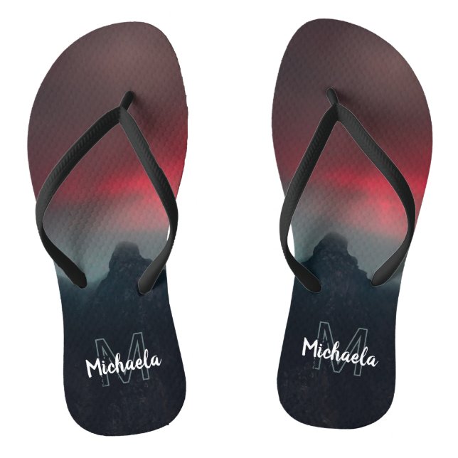 Burning clouds, fog and mountains monogram thongs (Footbed)