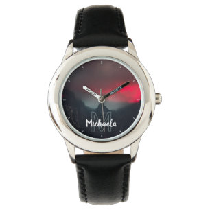 Burning clouds, fog and mountains monogram watch