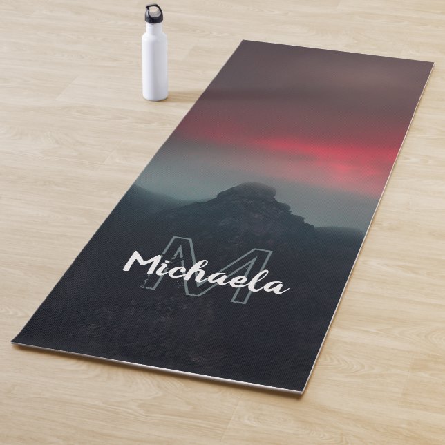 Burning clouds, fog and mountains monogram yoga mat (In Situ)