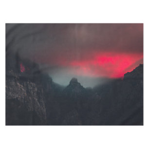 Burning clouds, fog and mountains tablecloth