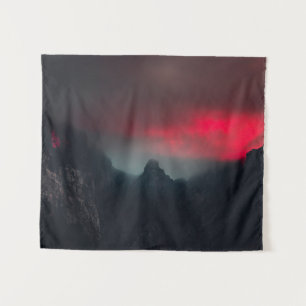 Burning clouds, fog and mountains tapestry