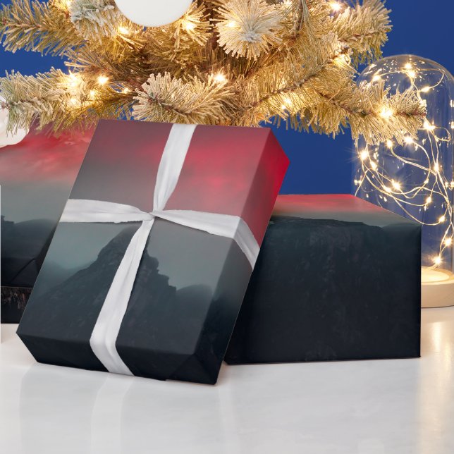 Burning clouds, fog and mountains wrapping paper (Holidays)