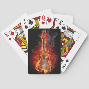 Burning Electric Guitar Playing Cards