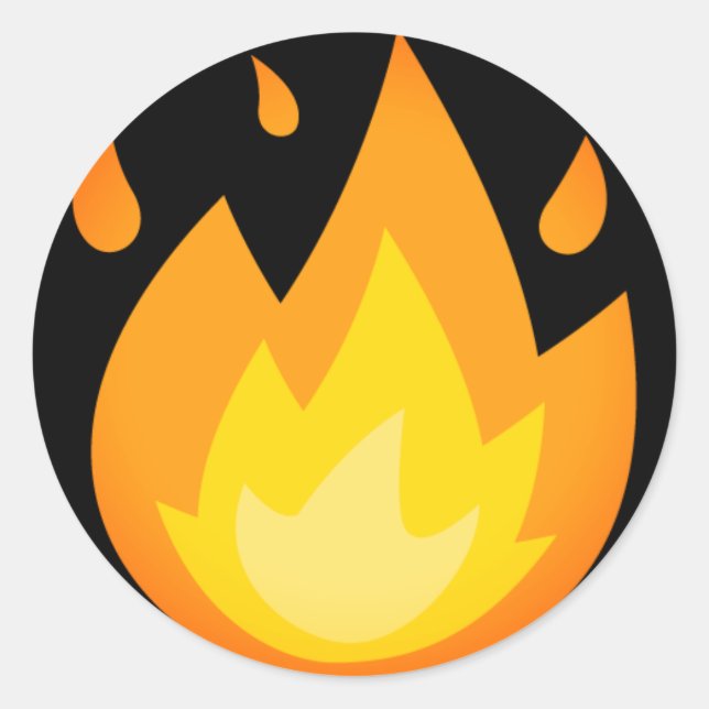 Burning Fire Emoji Classic Round Sticker (Front)