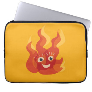 Burning Fire Flame Happy Cartoon Character Laptop Sleeve