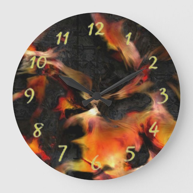 Burning Flames Large Clock (Front)