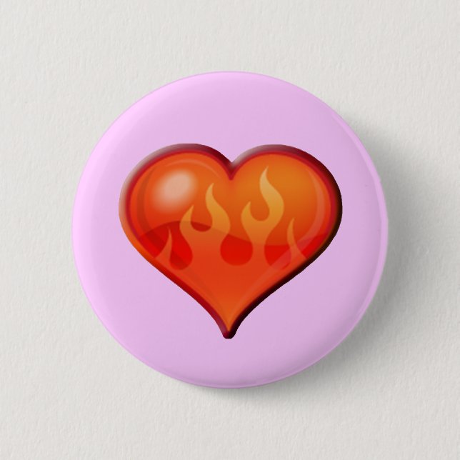 Burning Flaming Heart 6 Cm Round Badge (Front)
