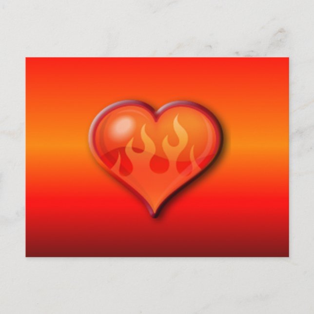 Burning Flaming Heart Postcard (Front)