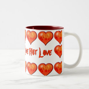 Burning Flaming Heart Two-Tone Coffee Mug