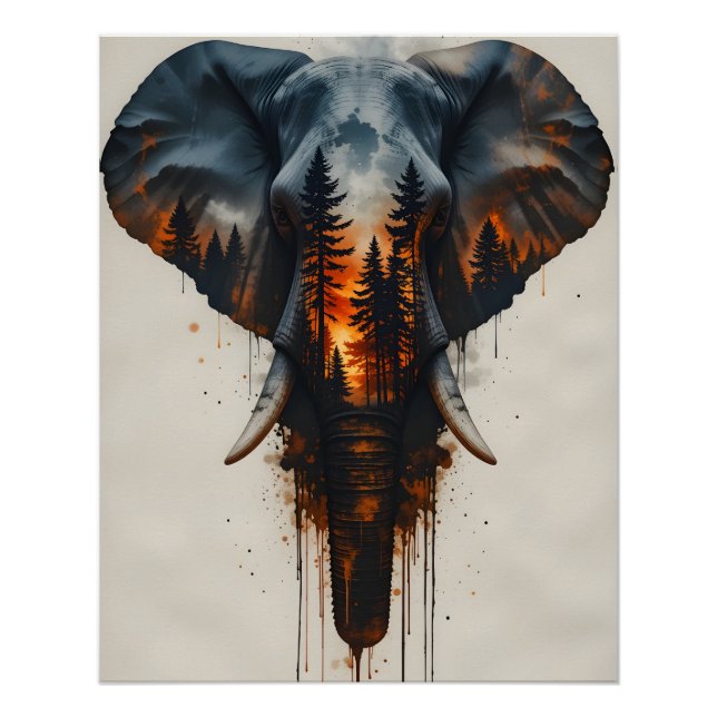 Burning Forest Elephant Poster (Front)